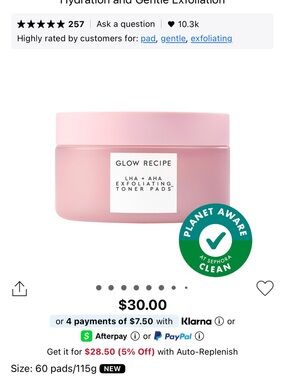 Glow Recipe Pink Exfoliating Toner Pads